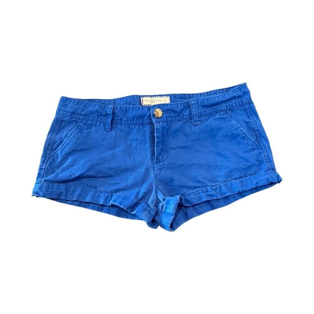 Abercrombie & Fitch Blue Mini Micro Low Rise Cuffed Chino Shorts Size 4 Blue